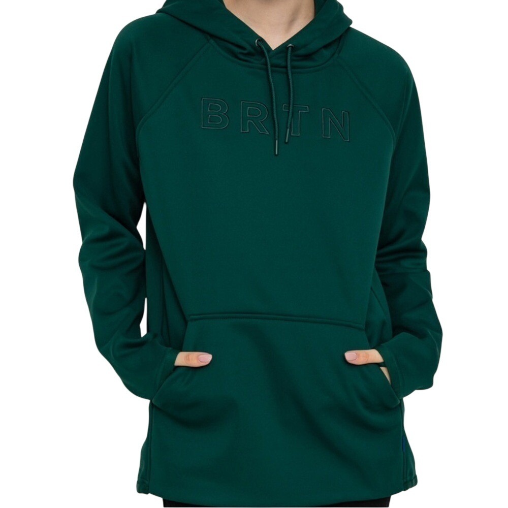 Burton BRTN Technical Fleece Hoodie Forest Green Womens Large Raglan Sweatshirt